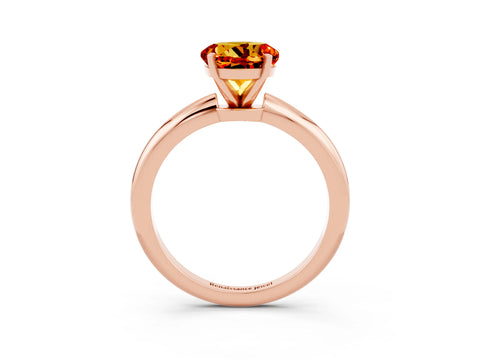 Rose gold Round Cut Citrine Solitaire Ring with Six-Prong Setting and Classic Band_3