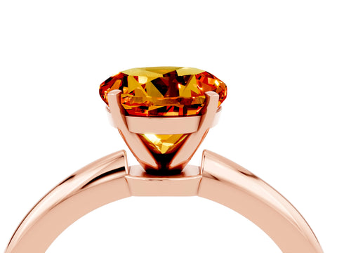 Rose gold Round Cut Citrine Solitaire Ring with Six-Prong Setting and Classic Band_4