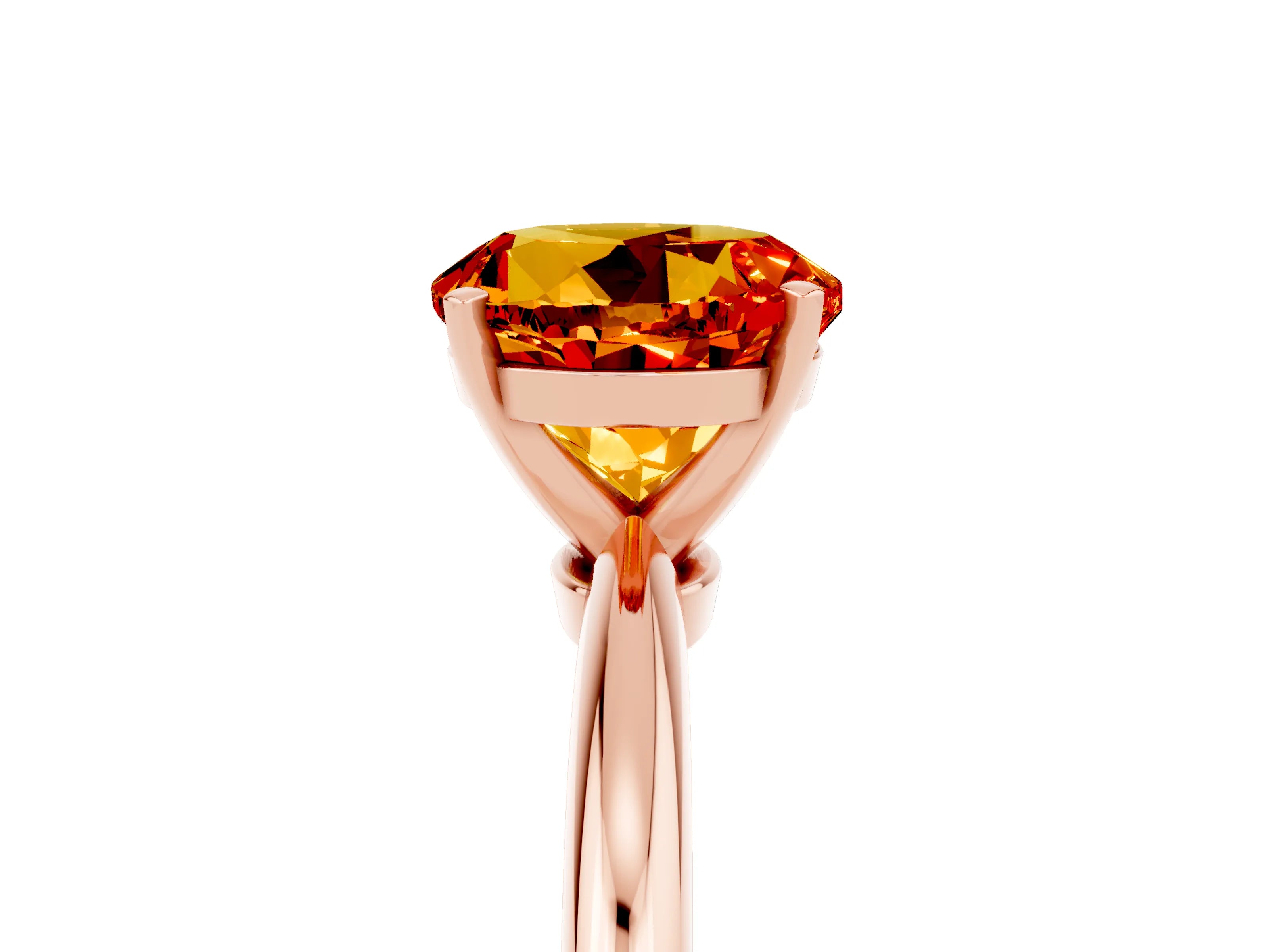 Rose gold Round Cut Citrine Solitaire Ring with Six-Prong Setting and Classic Band_5