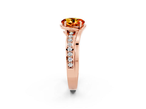 Rose gold Round Cut Citrine Solitaire Ring with Split Shank and Prong Setting_2