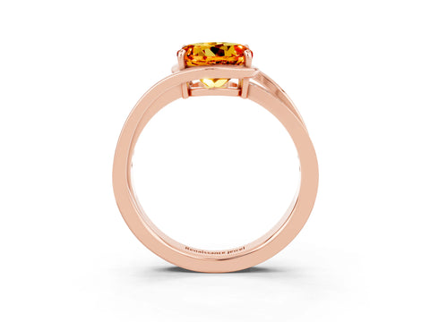 Rose gold Round Cut Citrine Solitaire Ring with Split Shank and Prong Setting_3