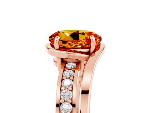 Rose gold Round Cut Citrine Solitaire Ring with Split Shank and Prong Setting_5