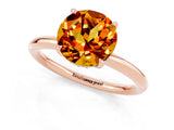 Rose gold Round Cut Citrine Solitaire Ring with Thin Band and Four-Prong Setting_13