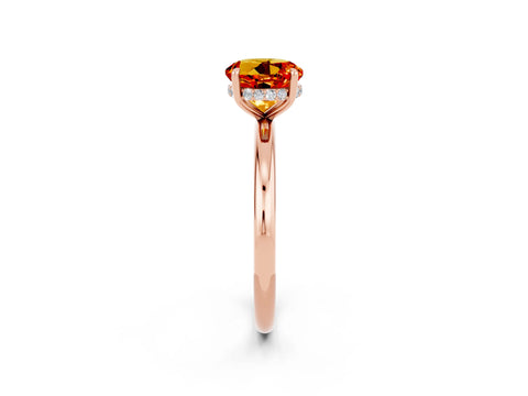 Rose gold Round Cut Citrine Solitaire Ring with Thin Band and Four-Prong Setting_14