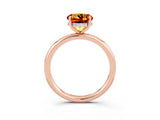 Rose gold Round Cut Citrine Solitaire Ring with Thin Band and Four-Prong Setting_15