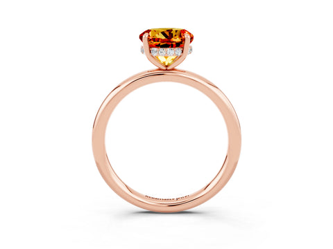Rose gold Round Cut Citrine Solitaire Ring with Thin Band and Four-Prong Setting_15