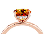 Rose gold Round Cut Citrine Solitaire Ring with Thin Band and Four-Prong Setting_16