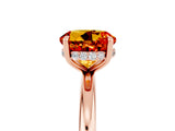 Rose gold Round Cut Citrine Solitaire Ring with Thin Band and Four-Prong Setting_17