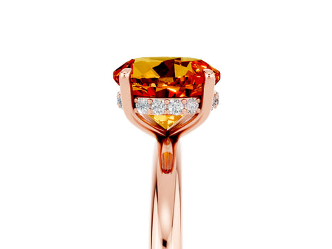 Rose gold Round Cut Citrine Solitaire Ring with Thin Band and Four-Prong Setting_17
