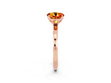 Rose gold Round Cut Citrine Solitaire Ring with Thin Band and Prong Setting_14