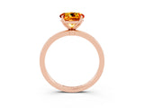 Rose gold Round Cut Citrine Solitaire Ring with Thin Band and Prong Setting_15