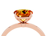 Rose gold Round Cut Citrine Solitaire Ring with Thin Band and Prong Setting_16