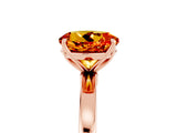 Rose gold Round Cut Citrine Solitaire Ring with Thin Band and Prong Setting_17