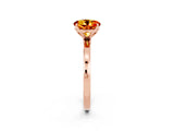Rose gold Round Cut Citrine Solitaire Ring with Thin Band and Prong Setting_26