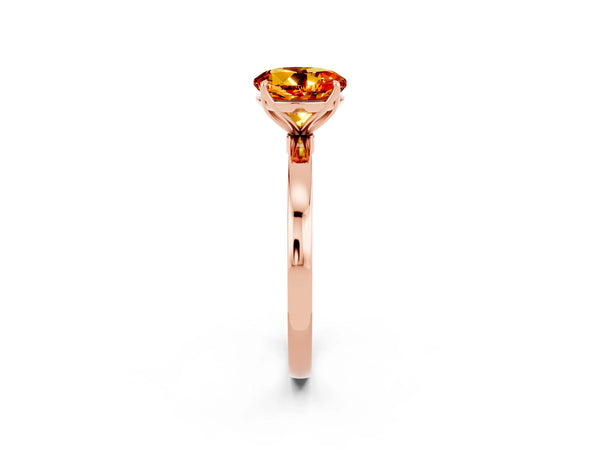 Rose gold Round Cut Citrine Solitaire Ring with Thin Band and Prong Setting