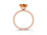 Rose gold Round Cut Citrine Solitaire Ring with Thin Band and Prong Setting_27