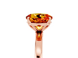 Rose gold Round Cut Citrine Solitaire Ring with Thin Band and Prong Setting_29
