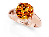 Rose gold Round Cut Citrine Solitaire Ring with Wide Band and Prong Setting_1