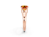 Rose gold Round Cut Citrine Solitaire Ring with Wide Band and Prong Setting_2