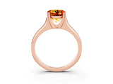 Rose gold Round Cut Citrine Solitaire Ring with Wide Band and Prong Setting_3