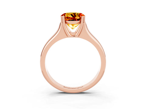 Rose gold Round Cut Citrine Solitaire Ring with Wide Band and Prong Setting_3