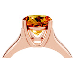 Rose gold Round Cut Citrine Solitaire Ring with Wide Band and Prong Setting_4