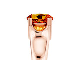 Rose gold Round Cut Citrine Solitaire Ring with Wide Band and Prong Setting_5