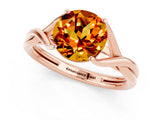 Rose gold Round Cut Citrine Solitaire Twist Band Prong Setting Ring_58