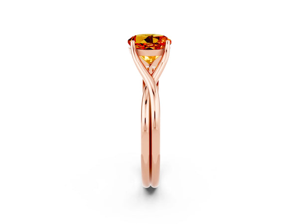 Rose gold Round Cut Citrine Solitaire Twist Band Prong Setting Ring