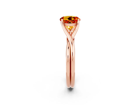Rose gold Round Cut Citrine Solitaire Twist Band Prong Setting Ring_59