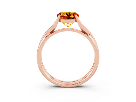 Rose gold Round Cut Citrine Solitaire Twist Band Prong Setting Ring_60