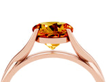 Rose gold Round Cut Citrine Solitaire Twist Band Prong Setting Ring_61