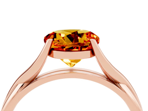 Rose gold Round Cut Citrine Solitaire Twist Band Prong Setting Ring_61