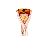 Rose gold Round Cut Citrine Solitaire Twist Band Prong Setting Ring_62