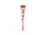 Rose gold Round Cut Citrine Solitaire Twisted Band with Round  Accents and Prong Setting_14