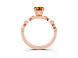 Rose gold Round Cut Citrine Solitaire Twisted Band with Round  Accents and Prong Setting_15