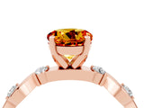 Rose gold Round Cut Citrine Solitaire Twisted Band with Round  Accents and Prong Setting_16