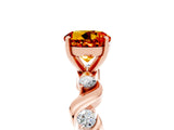 Rose gold Round Cut Citrine Solitaire Twisted Band with Round  Accents and Prong Setting_17