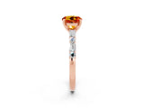 Rose gold Round Cut Citrine Solitaire with Side Baguettes and Channel Set Band_2