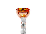 Rose gold Round Cut Citrine Solitaire with Side Baguettes and Channel Set Band_5