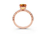 Rose gold Round Cut Citrine Solitaire with Side Stones, Pave Band, Four-Prong Setting_27