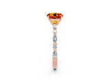 Rose gold Round Cut Citrine Solitaire with Side Stones on a Pavé Band and Four-Prong Setting_2
