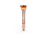 Rose gold Round Cut Citrine Split Shank Engagement Ring with Pavé Band_2