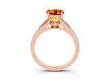 Rose gold Round Cut Citrine Split Shank Engagement Ring with Pavé Band_3
