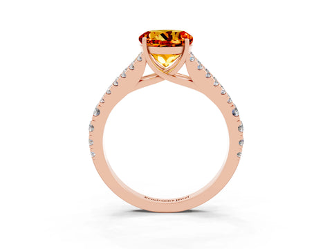 Rose gold Round Cut Citrine Split Shank Pavé Engagement Ring with Four-Prong Setting_15