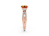 Rose gold Round Cut Citrine Three-Stone Ring with Pavé Split Shank and Four-Prong Setting_2
