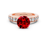 Rose gold Round Cut Cut Channel Set Diamond Engagement Ring with Four-Prong Setting