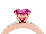 Rose gold Round Cut Cut Channel Set Diamond Engagement Ring with Four-Prong Setting_4