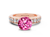 Rose gold Round Cut Cut Channel Set Diamond Engagement Ring with Four-Prong Setting