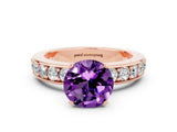 Rose gold Round Cut Cut Channel Set Diamond Engagement Ring with Four-Prong Setting